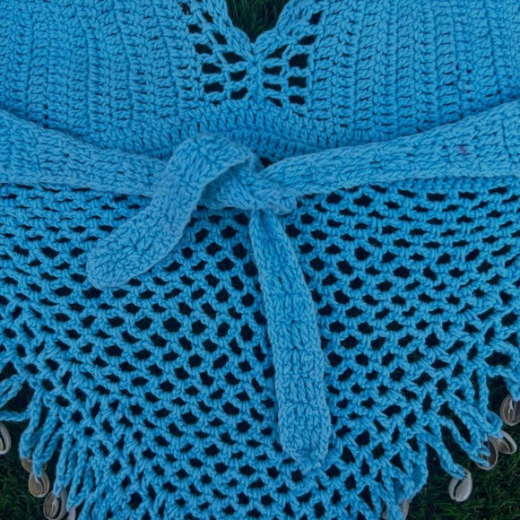 Blue Crochet Halter Tank Top - Picture 9 of 9